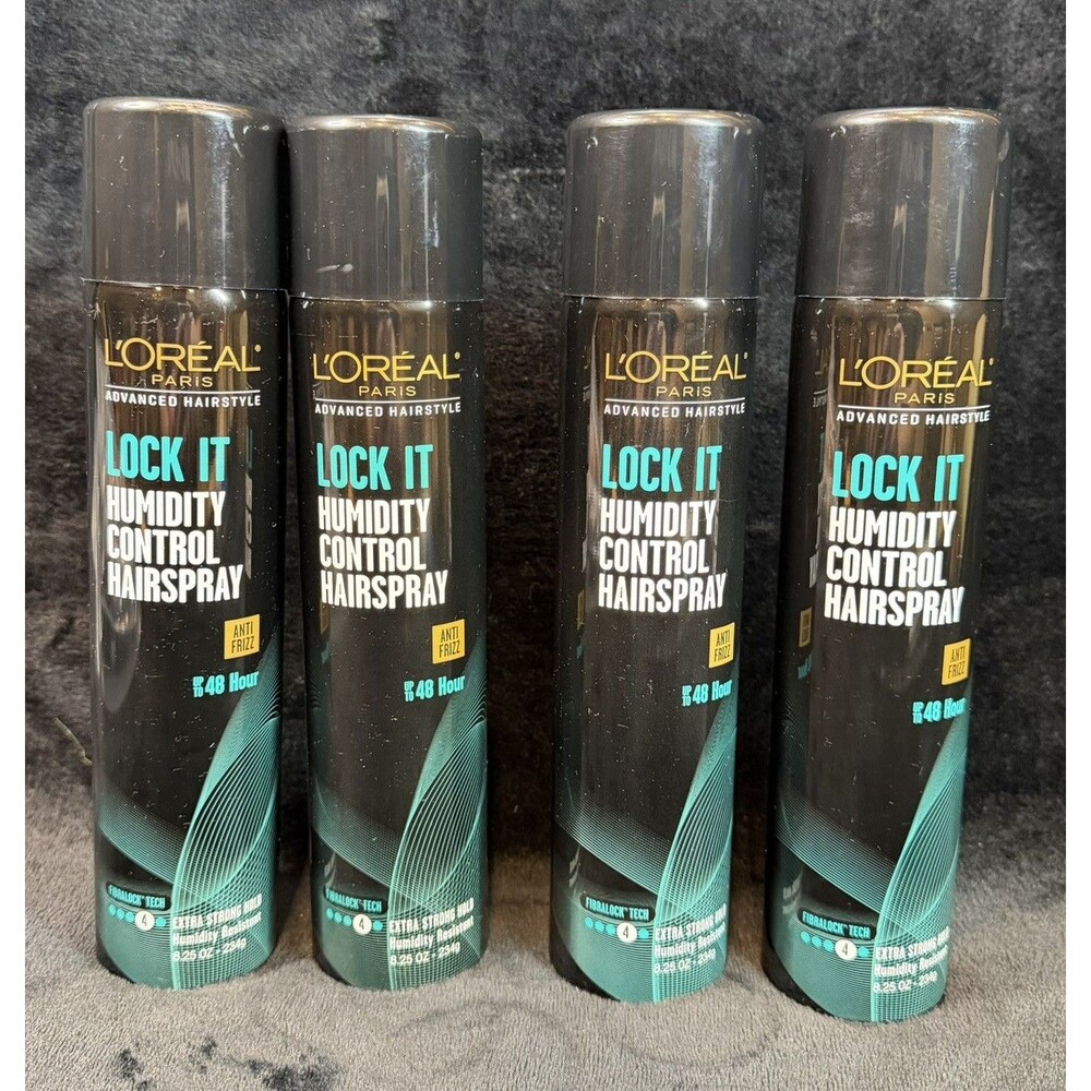 L'Oreal Paris Lock It Humidity Control Hairspray 8.25 oz Extra Strong Hold x3 +1